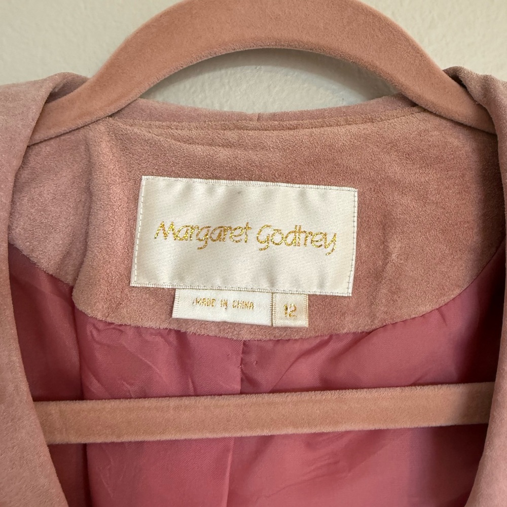 Vintage Dust Pink Leather Women's Ruffle Coat - Picture 6 of 6